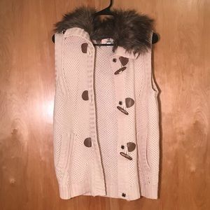Sweater Vest - Faux Fur Hood